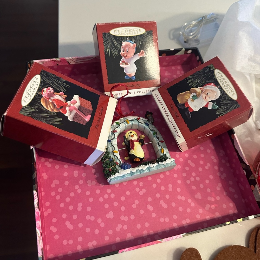 Keepsake Ornament Set with Penguin and Santa